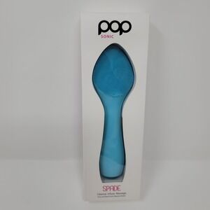 Pop Sonic Spade Face Neck Brush Silicone Sonic Cleansing Beauty Device Blue New